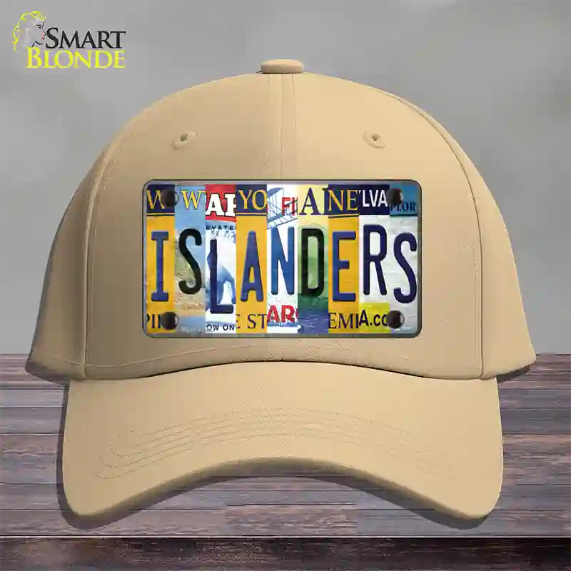 Islanders Strip Art Novelty License Plate Hat Tag Cotton / Khaki