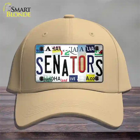 Senators Strip Art Novelty License Plate Hat Tag Cotton / Khaki