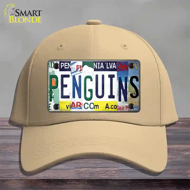 Penguins Strip Art Novelty License Plate Hat Tag Cotton / Khaki