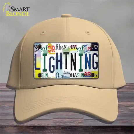 Lightning Strip Art Novelty License Plate Hat Tag Cotton / Khaki