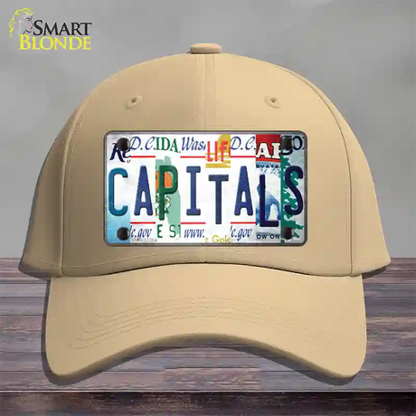 Capitals Strip Art Novelty License Plate Hat Tag Cotton / Khaki