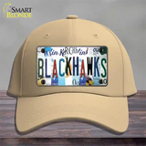 Blackhawks Strip Art Novelty License Plate Hat Tag Cotton / Khaki