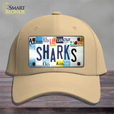 Sharks Strip Art Novelty License Plate Hat Tag Cotton / Khaki