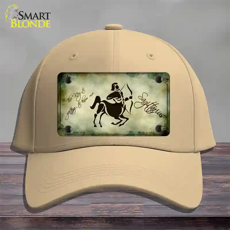 Sagittarius Zodiac Novelty License Plate Hat Cotton / Khaki