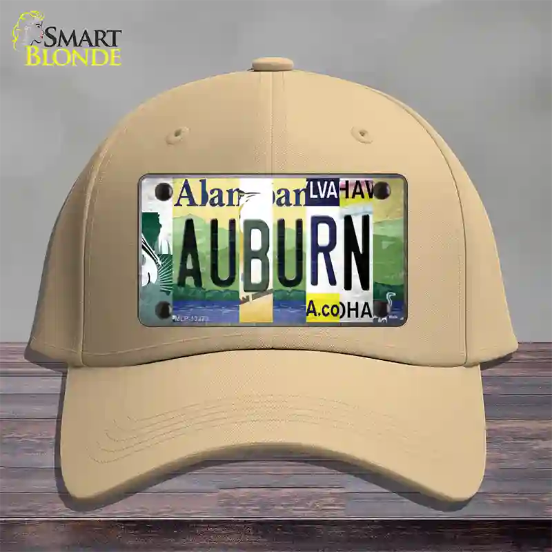 Auburn Strip Art Novelty License Plate Hat Tag Cotton / Khaki