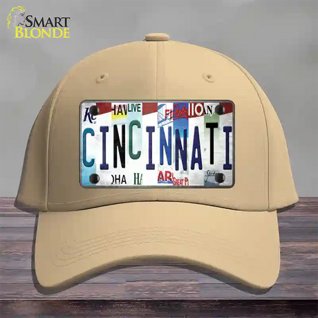 Cincinnati Strip Art Novelty License Plate Hat Tag Cotton / Khaki