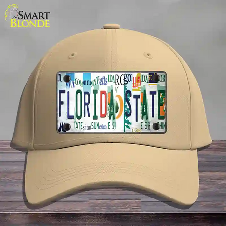 Florida State Strip Art Novelty License Plate Hat Tag Cotton / Khaki