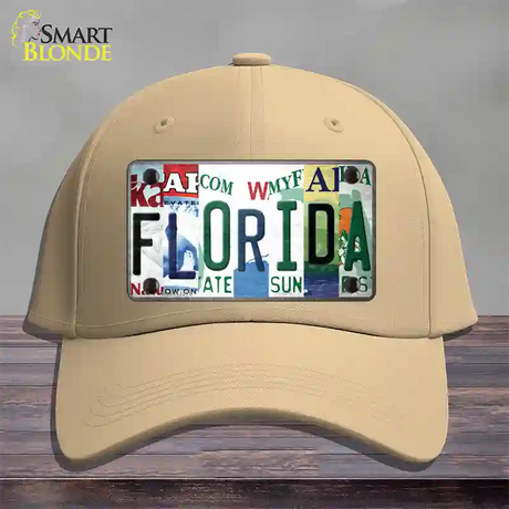 Florida Strip Art Novelty License Plate Hat Tag Cotton / Khaki