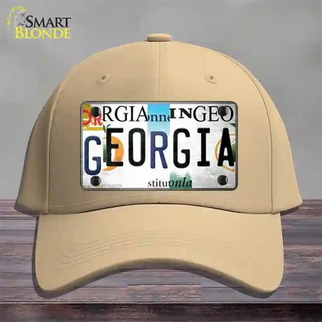 Georgia Strip Art Novelty License Plate Hat Tag Cotton / Khaki