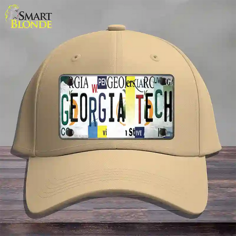 Georgia Tech Strip Art Novelty License Plate Hat Tag Cotton / Khaki