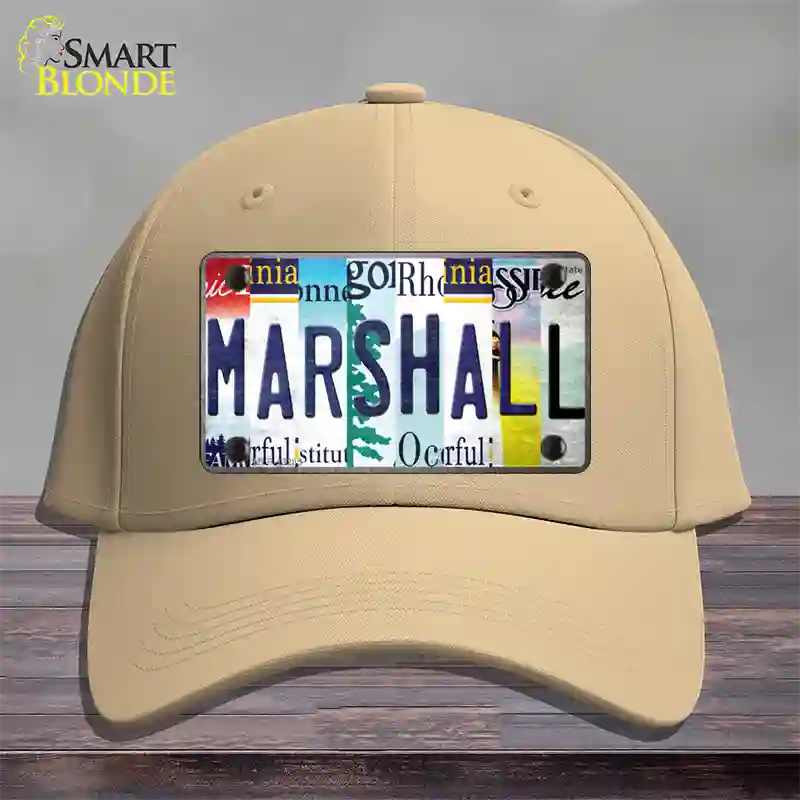 Marshall Strip Art Novelty License Plate Hat Tag Cotton / Khaki