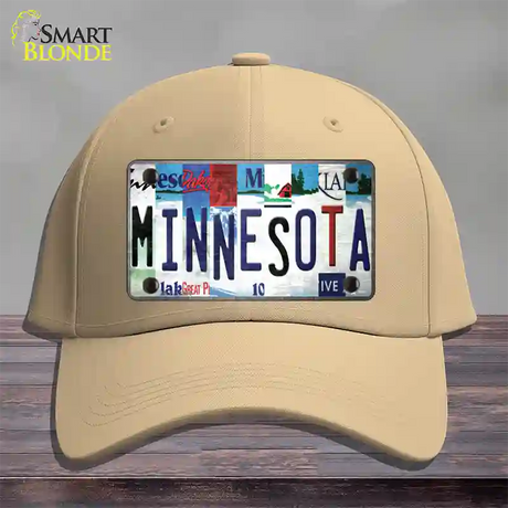 Minnesota Strip Art Novelty License Plate Hat Tag Cotton / Khaki