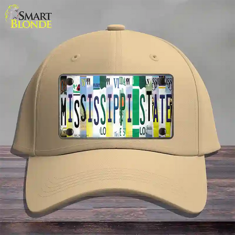 Mississippi State Strip Art Novelty License Plate Hat Tag Cotton / Khaki