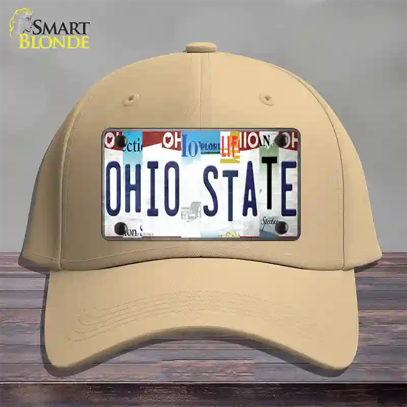 Ohio State Strip Art Novelty License Plate Hat Tag Cotton / Khaki