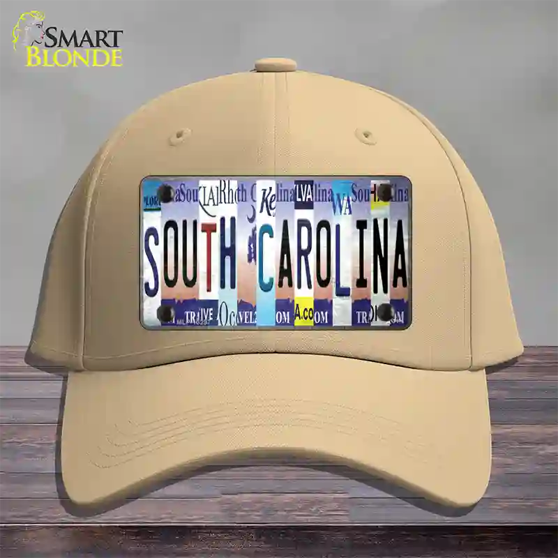 South Carolina Strip Art Novelty License Plate Hat Tag Cotton / Khaki