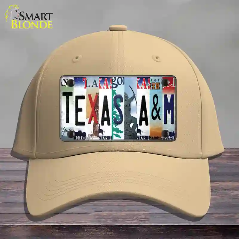 Texas A&M Strip Art Novelty License Plate Hat Tag Cotton / Khaki