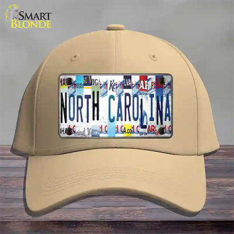 North Carolina Strip Art Novelty License Plate Hat Tag Cotton / Khaki