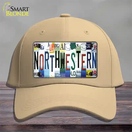 Northwestern Strip Art Novelty License Plate Hat Tag Cotton / Khaki