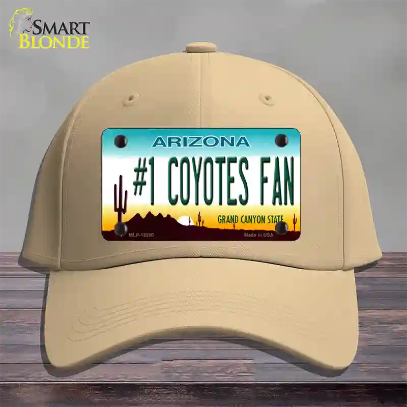 Number 1 Coyotes Fan Novelty License Plate Hat Tag Cotton / Khaki