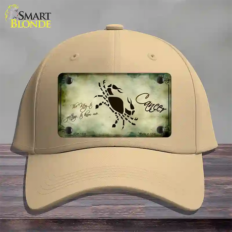 Cancer Zodiac Novelty License Plate Hat Cotton / Khaki