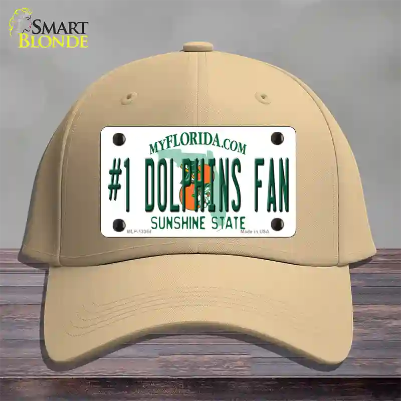 Number 1 Dolphins Fan Novelty License Plate Hat Tag Cotton / Khaki