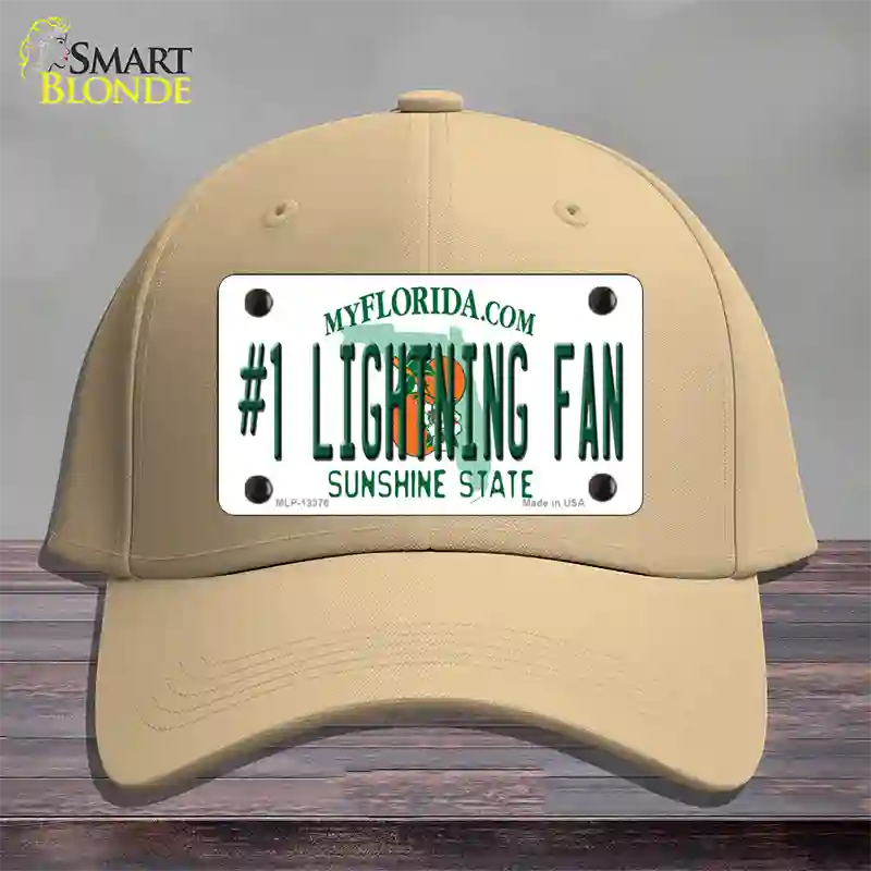 Number 1 Lightning Fan Novelty License Plate Hat Tag Cotton / Khaki