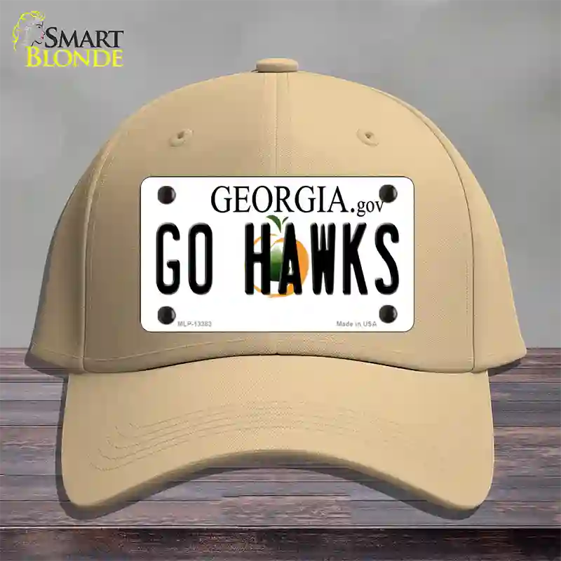 Go Hawks Novelty License Plate Hat Tag Cotton / Khaki