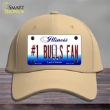 Number 1 Bulls Fan Novelty License Plate Hat Tag Cotton / Khaki