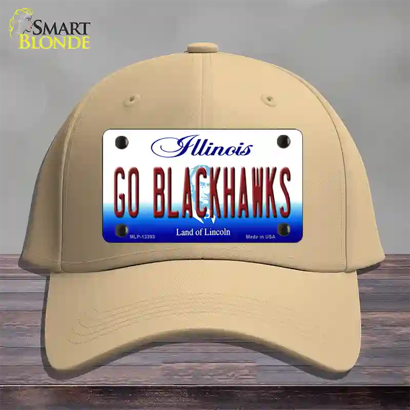 Go Blackhawks Novelty License Plate Hat Tag Cotton / Khaki