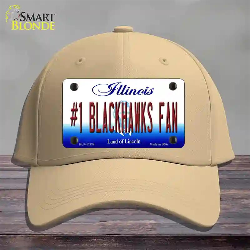 Number 1 Blackhawks Fan Novelty License Plate Hat Tag Cotton / Khaki