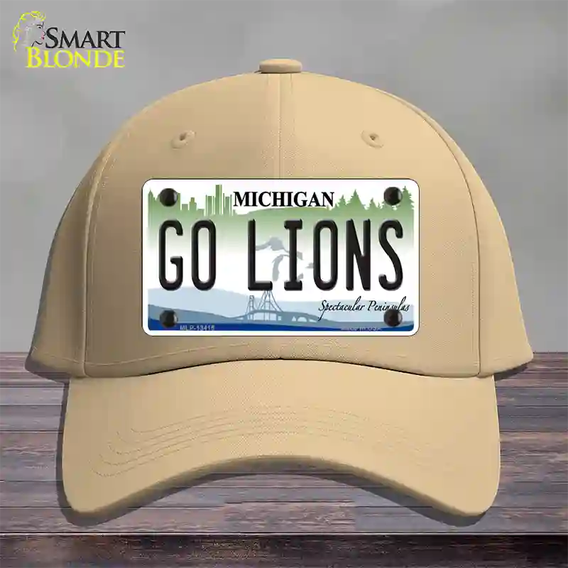 Go Lions Novelty License Plate Hat Tag Cotton / Khaki