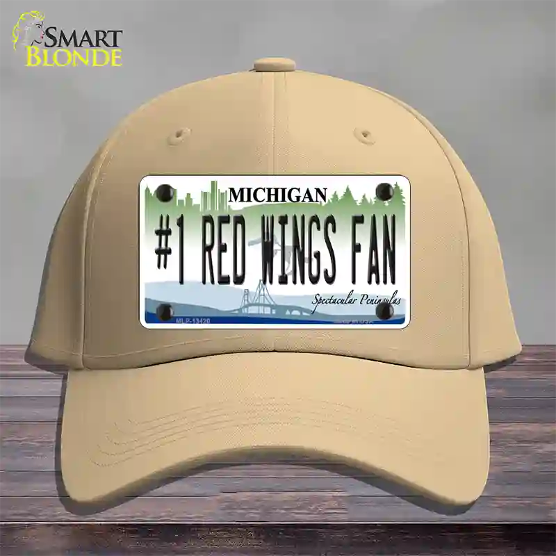 Number 1 Red Wings Fan Novelty License Plate Hat Tag Cotton / Khaki