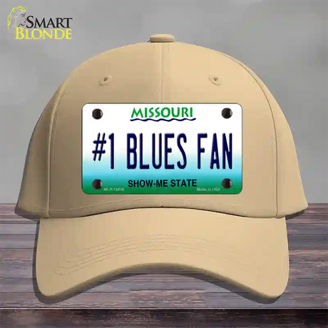 Number 1 Blues Fan Novelty License Plate Hat Tag Cotton / Khaki