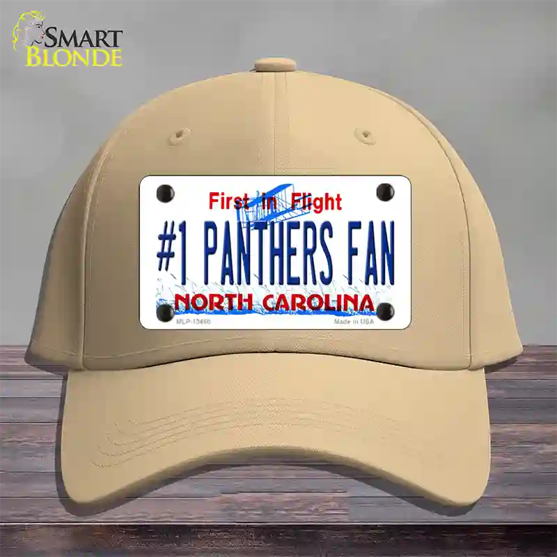 Number 1 Panthers Fan NC Novelty License Plate Hat Tag Cotton / Khaki