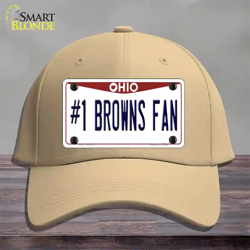 Number 1 Browns Fan Novelty License Plate Hat Tag Cotton / Khaki