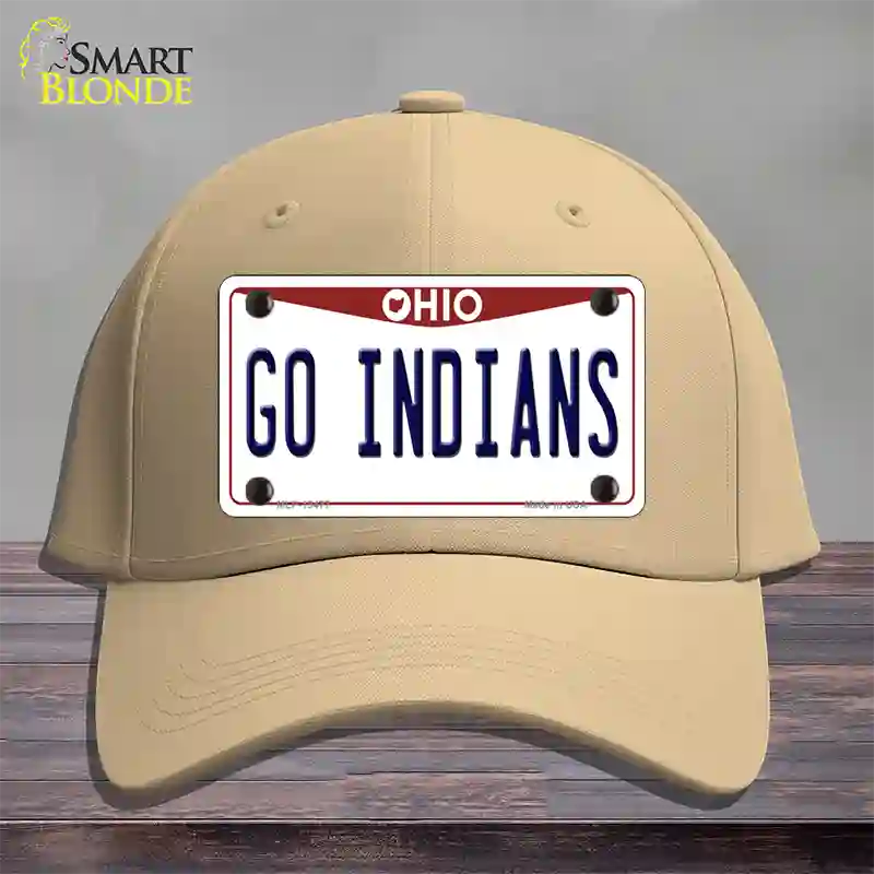 Go Indians Novelty License Plate Hat Tag Cotton / Khaki