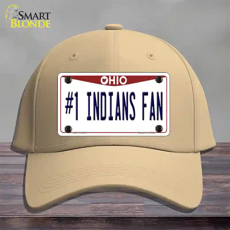 Number 1 Indians Fan Novelty License Plate Hat Tag Cotton / Khaki