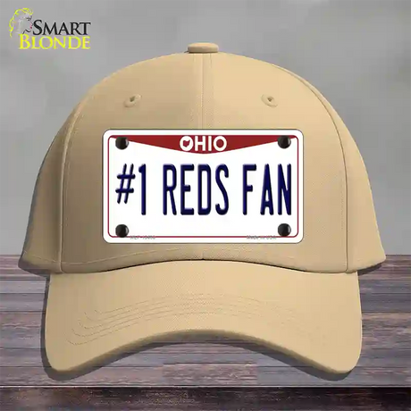 Number 1 Reds Fan Novelty License Plate Hat Tag Cotton / Khaki