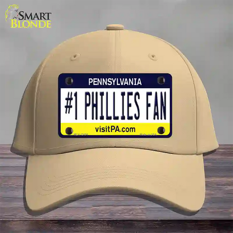 Number 1 Phillies Fan Novelty License Plate Hat Tag Cotton / Khaki