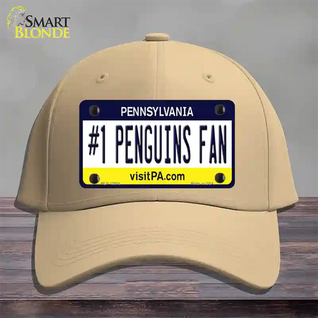 Number 1 Penguins Fan Novelty License Plate Hat Tag Cotton / Khaki