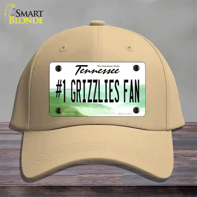 Number 1 Grizzlies Fan Novelty License Plate Hat Tag Cotton / Khaki