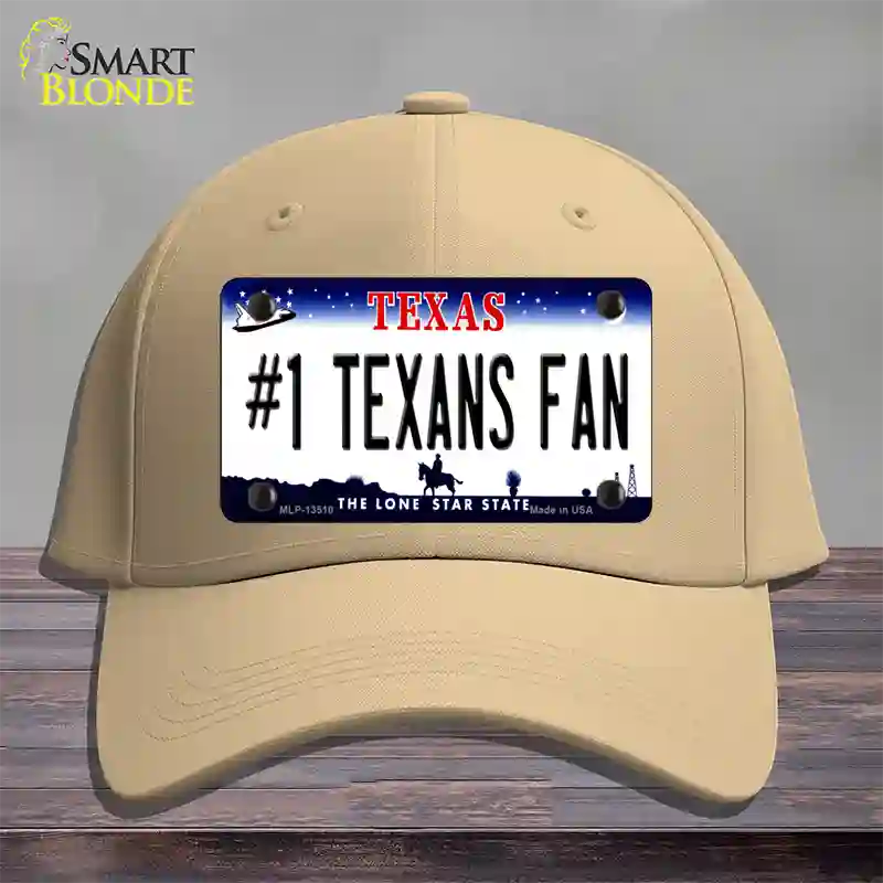 Number 1 Texans Fan Novelty License Plate Hat Tag Cotton / Khaki