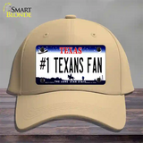 Number 1 Texans Fan Novelty License Plate Hat Tag Cotton / Khaki