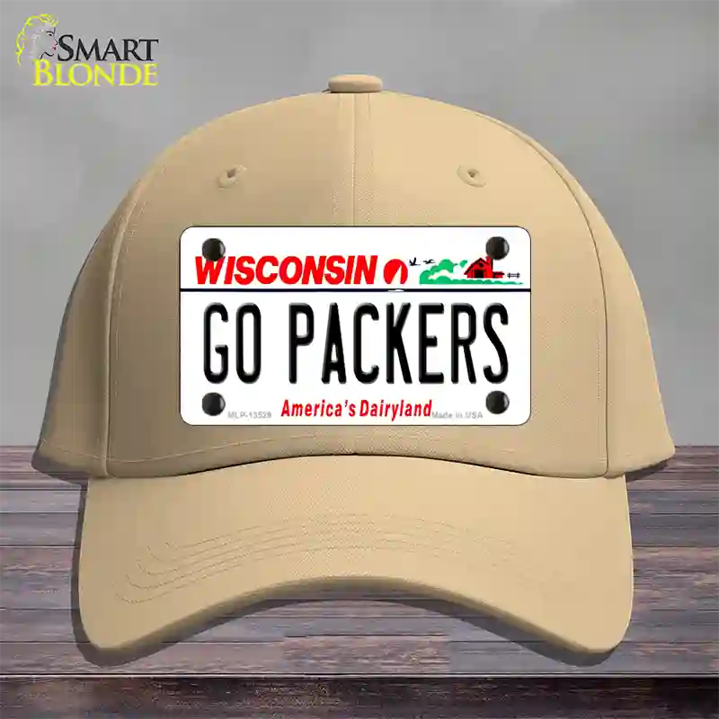 Go Packers Novelty License Plate Hat Tag Cotton / Khaki