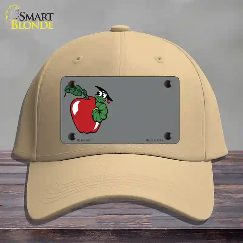 Teacher Apple Offset Novelty License Plate Hat Cotton / Khaki