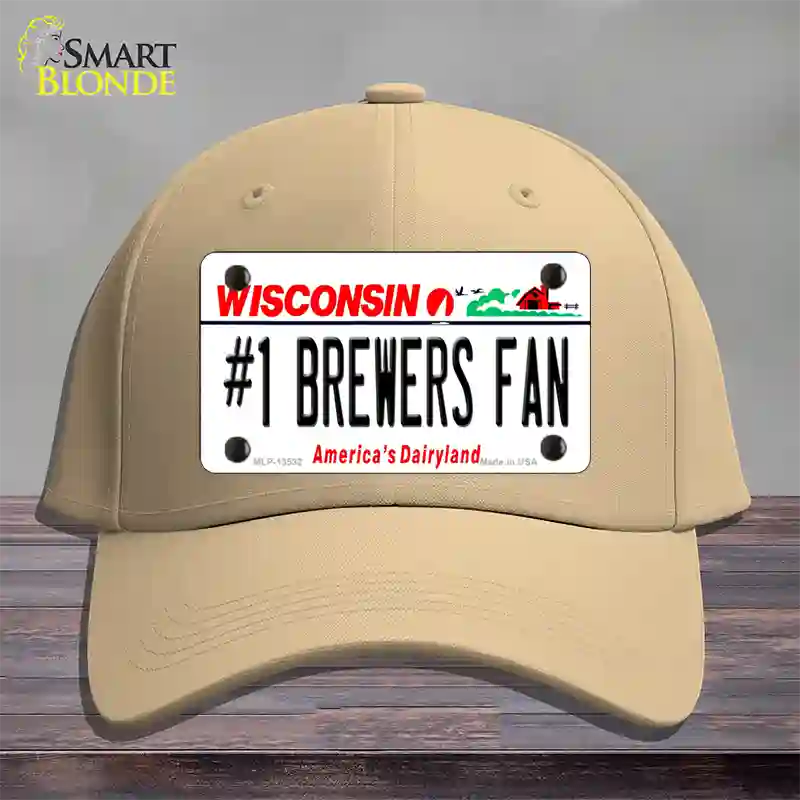 Number 1 Brewers Fan Novelty License Plate Hat Tag Cotton / Khaki