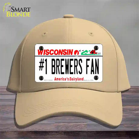 Number 1 Brewers Fan Novelty License Plate Hat Tag Cotton / Khaki