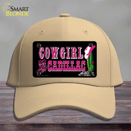 Cowgirl Cadillac Novelty License Plate Hat Cotton / Khaki