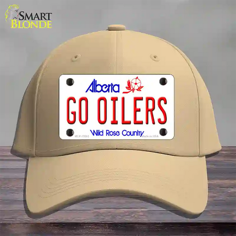 Go Oilers Novelty License Plate Hat Tag Cotton / Khaki