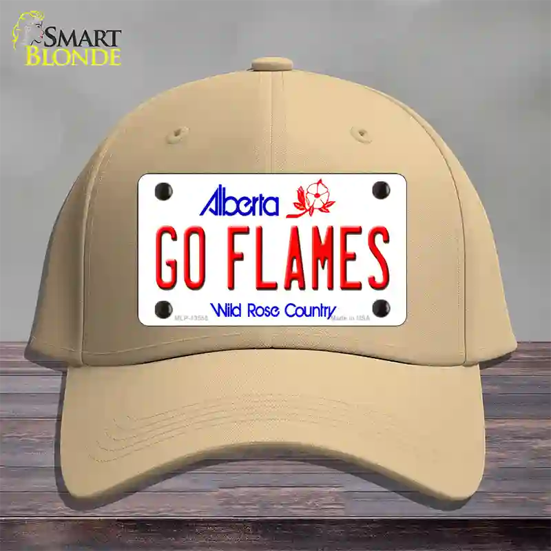 Go Flames Novelty License Plate Hat Tag Cotton / Khaki